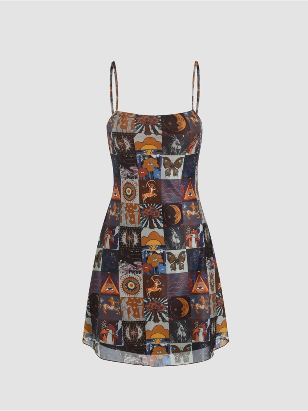 SHEIN Multicolor Boho Mini Dress with Orange and Purple Patchwork
